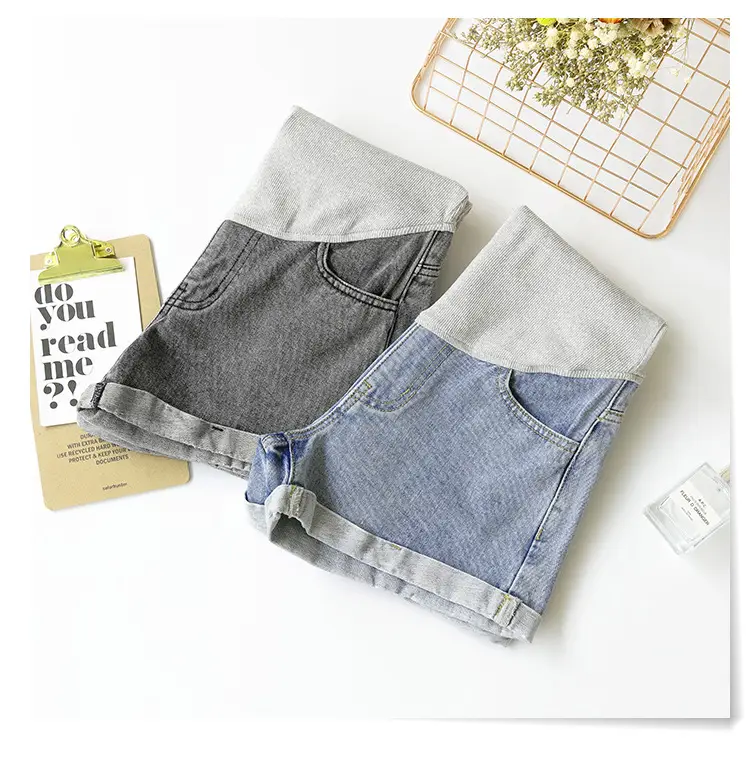 Maternity Denim Shorts for Pregnant Women Summer Loose Support — feature 18