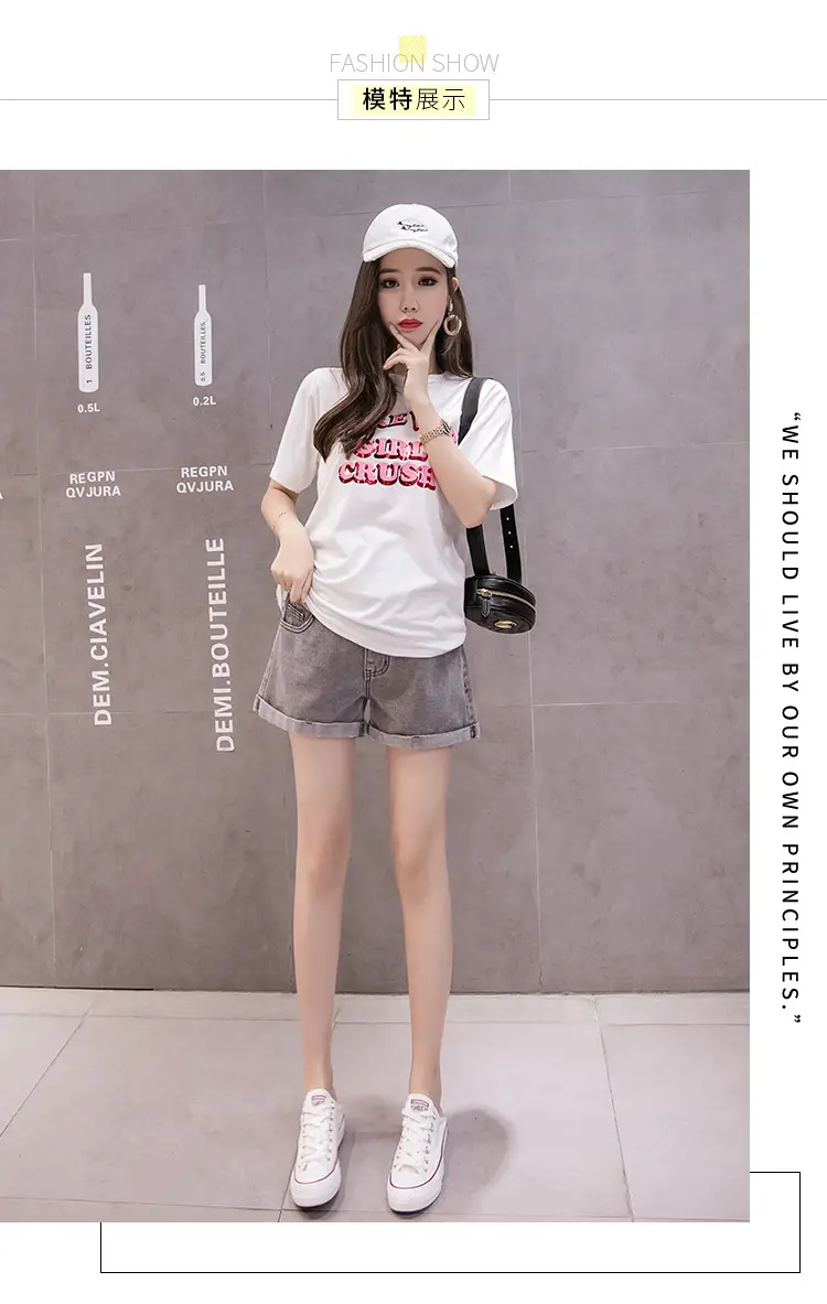 Maternity Denim Shorts for Pregnant Women Summer Loose Support — feature 19