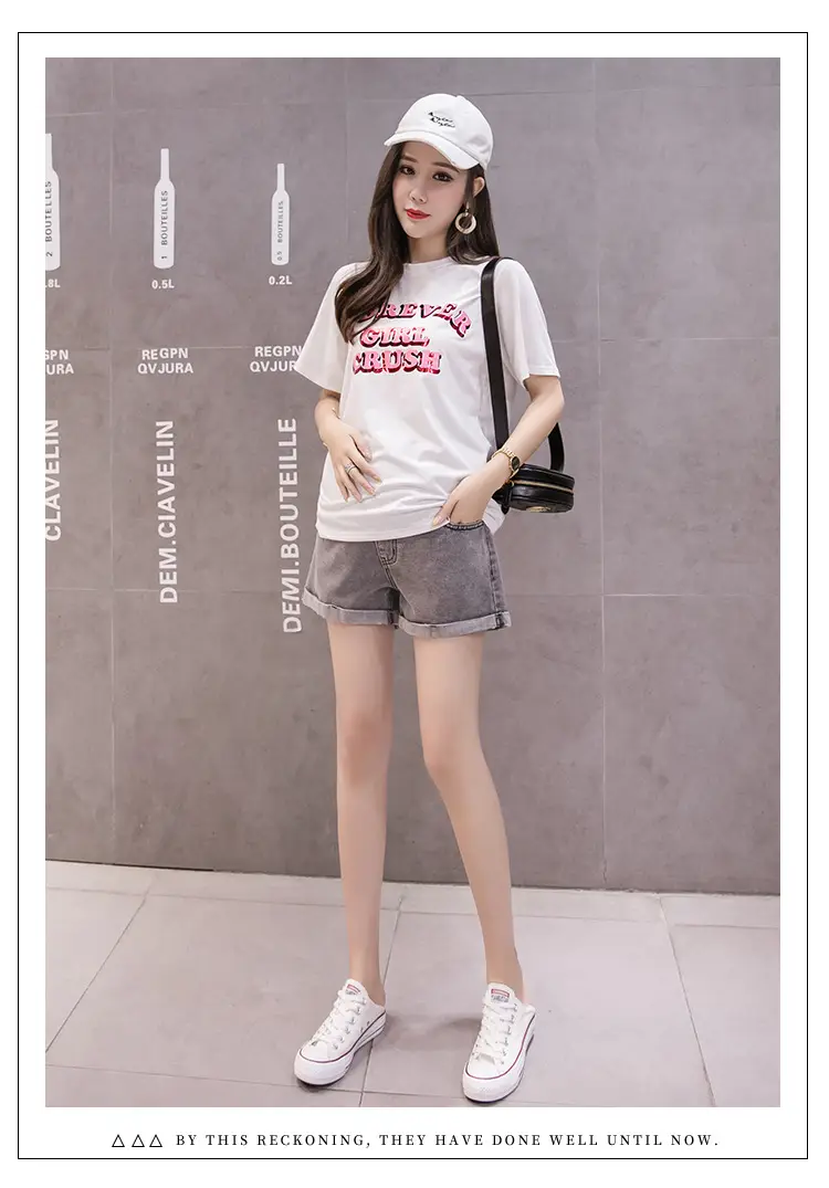 Maternity Denim Shorts for Pregnant Women Summer Loose Support — feature 21