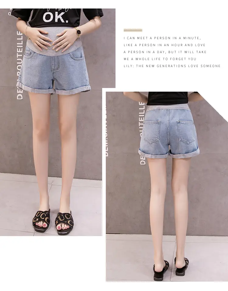 Maternity Denim Shorts for Pregnant Women Summer Loose Support — feature 23