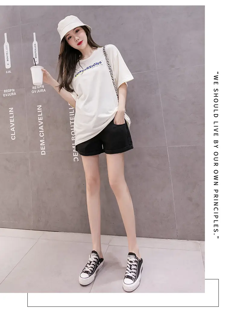 Maternity Denim Shorts for Pregnant Women Summer Loose Support — feature 25