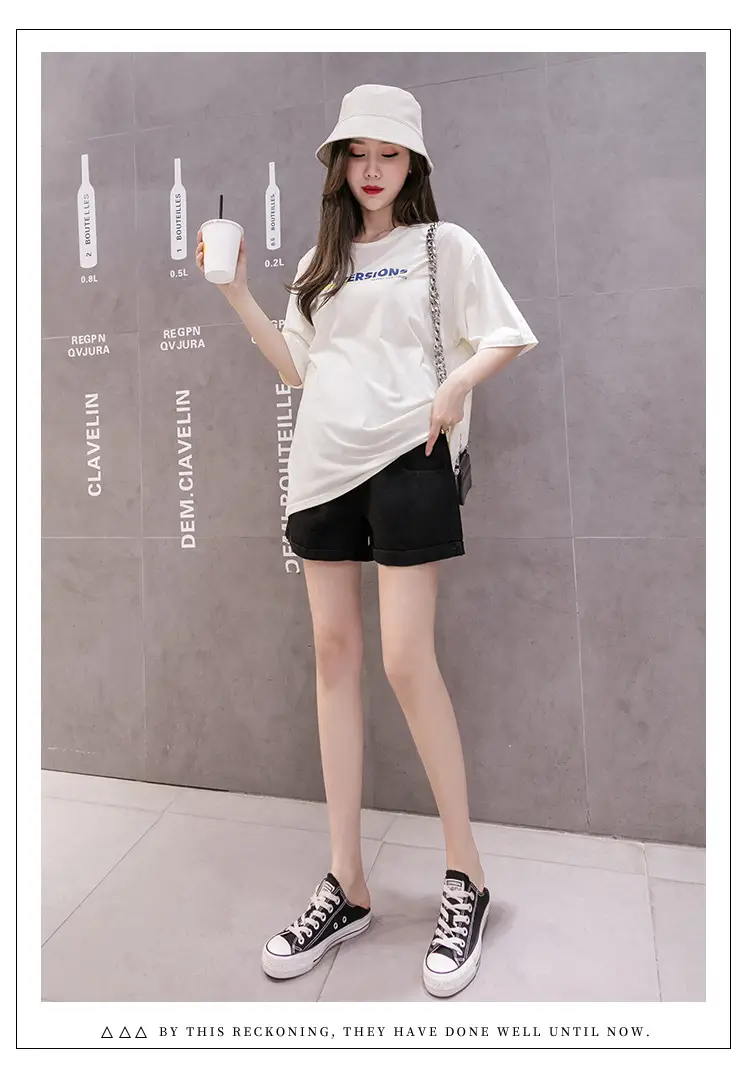 Maternity Denim Shorts for Pregnant Women Summer Loose Support — feature 26