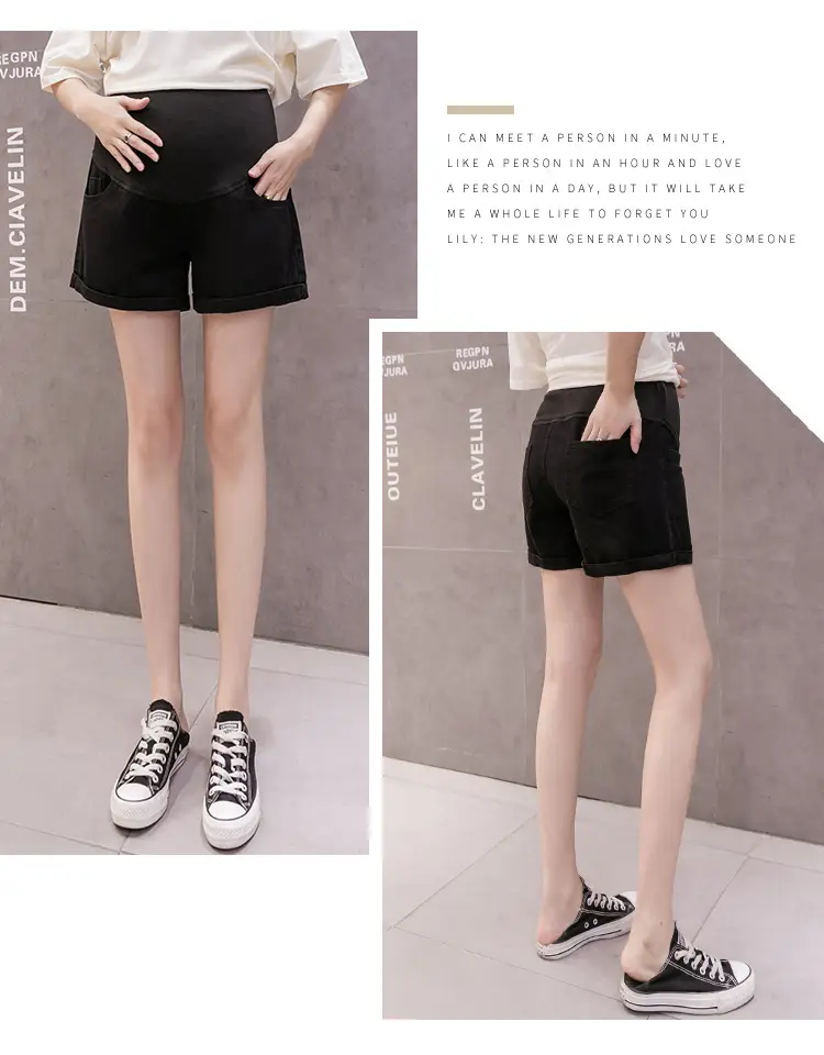 Maternity Denim Shorts for Pregnant Women Summer Loose Support — feature 27