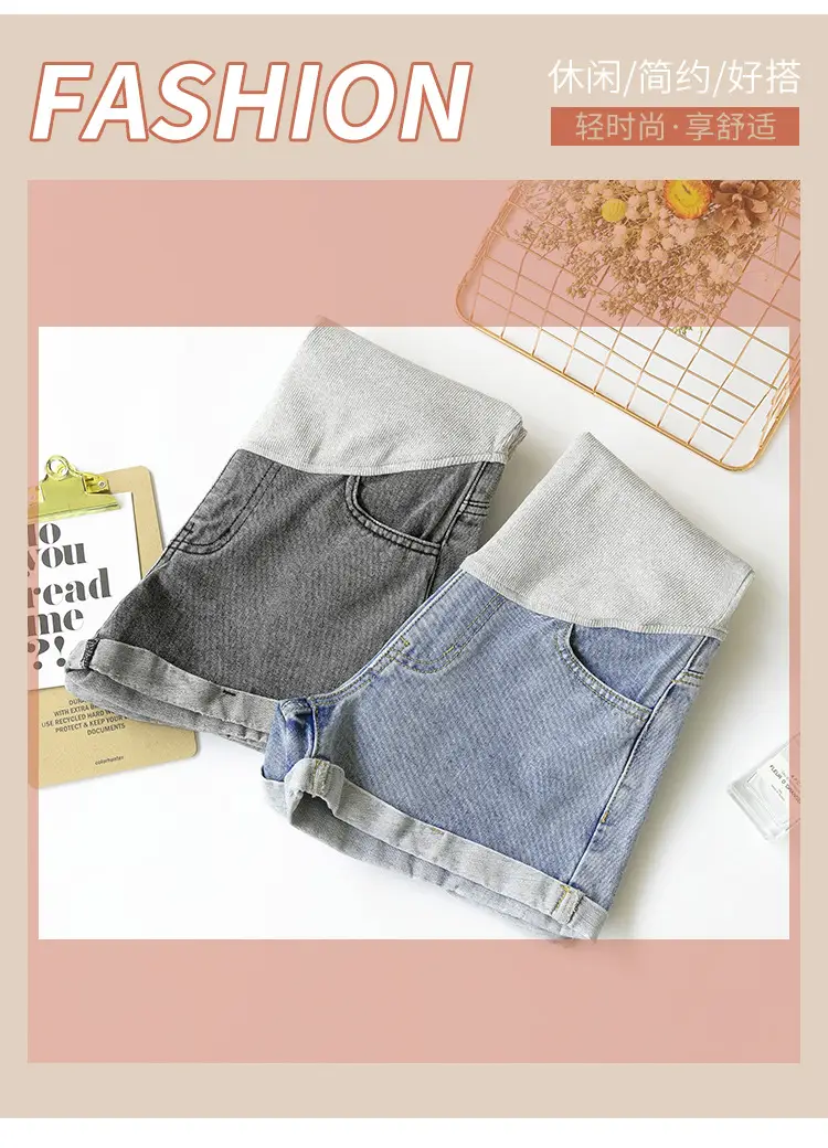Maternity Denim Shorts for Pregnant Women Summer Loose Support — feature 3