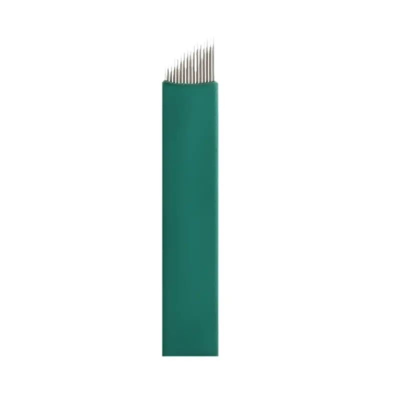 Green 16-Point Leather Eyebrow Needle for Precision Embroidery - Image 5