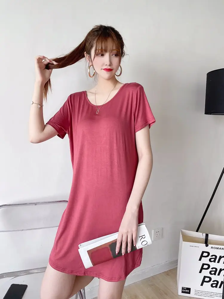 Women's Green Backless T-Shirt Mid Length Short Sleeve