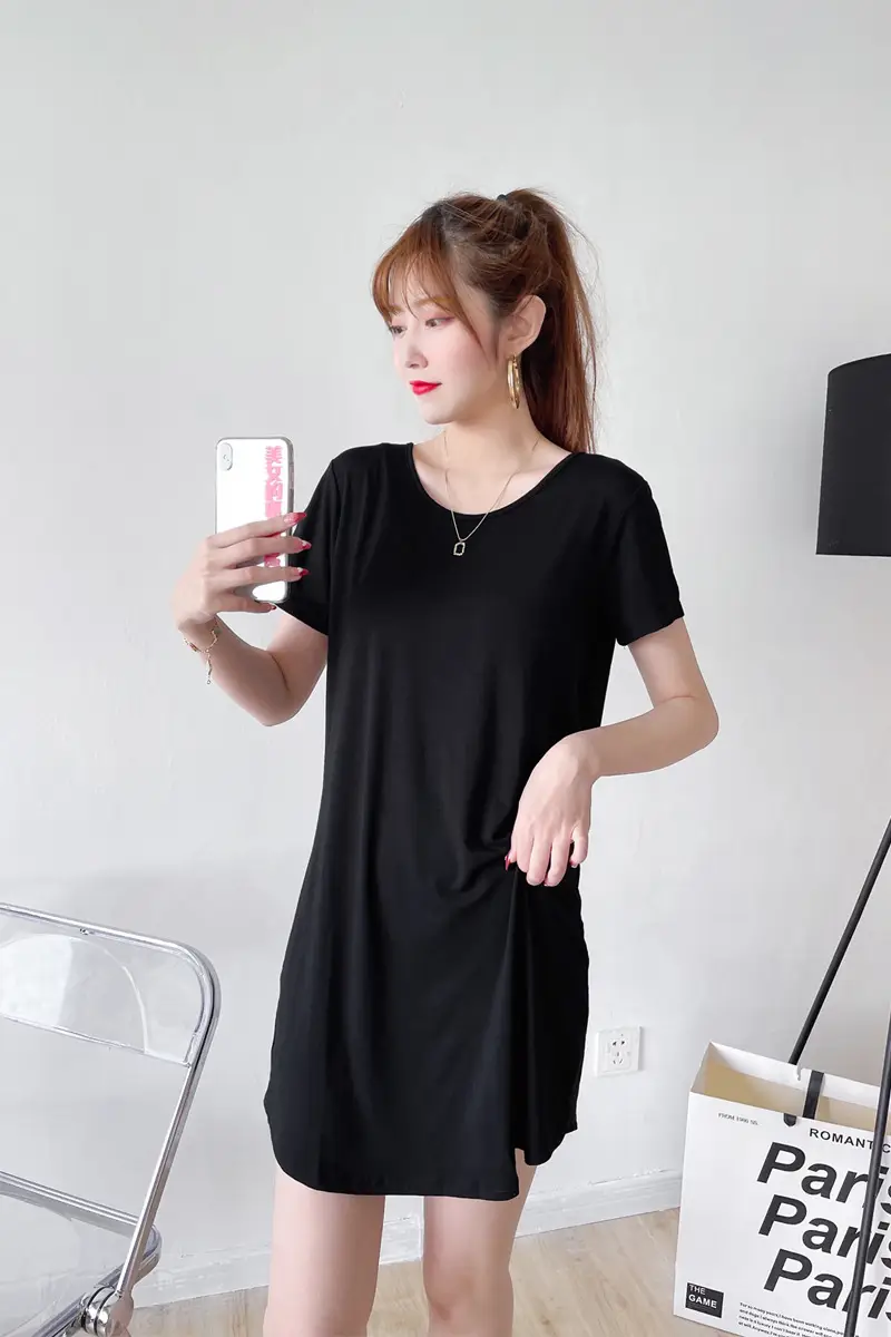 Women's Green Backless T-Shirt Mid Length Short Sleeve — feature 11