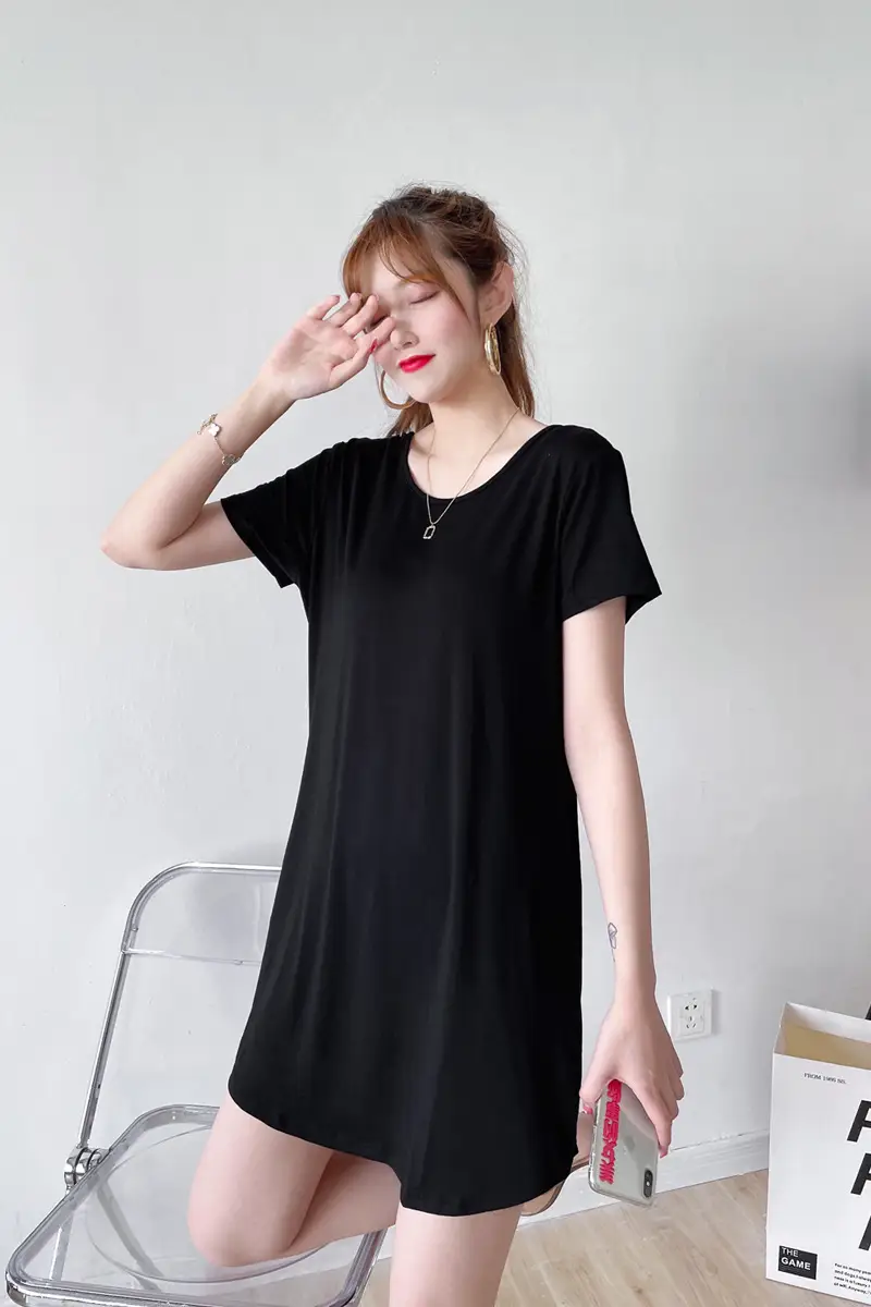 Women's Green Backless T-Shirt Mid Length Short Sleeve — feature 12