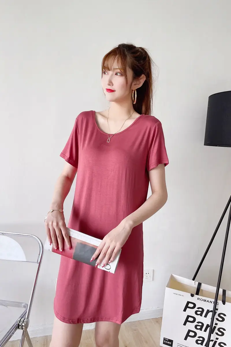 Women's Green Backless T-Shirt Mid Length Short Sleeve — feature 15