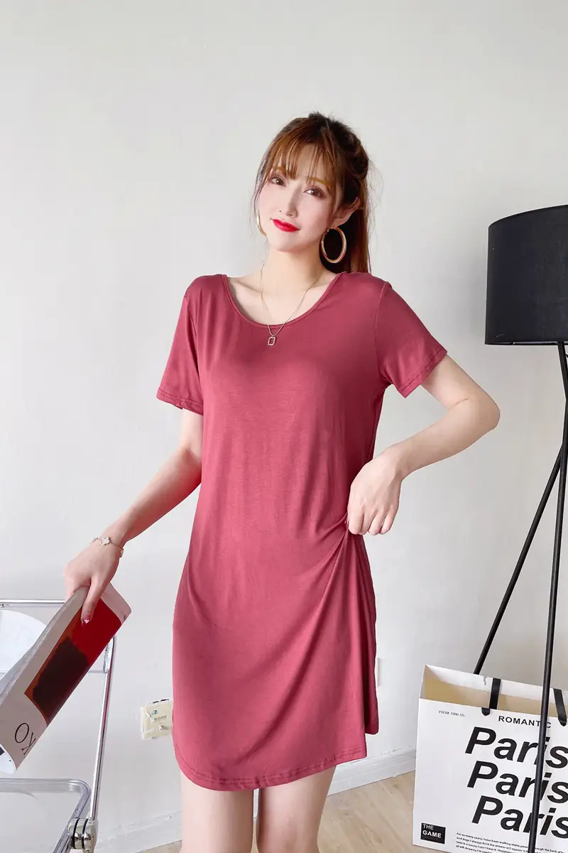 Women's Green Backless T-Shirt Mid Length Short Sleeve — feature 16