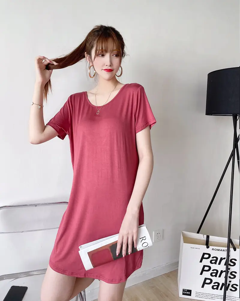 Women's Green Backless T-Shirt Mid Length Short Sleeve — feature 17