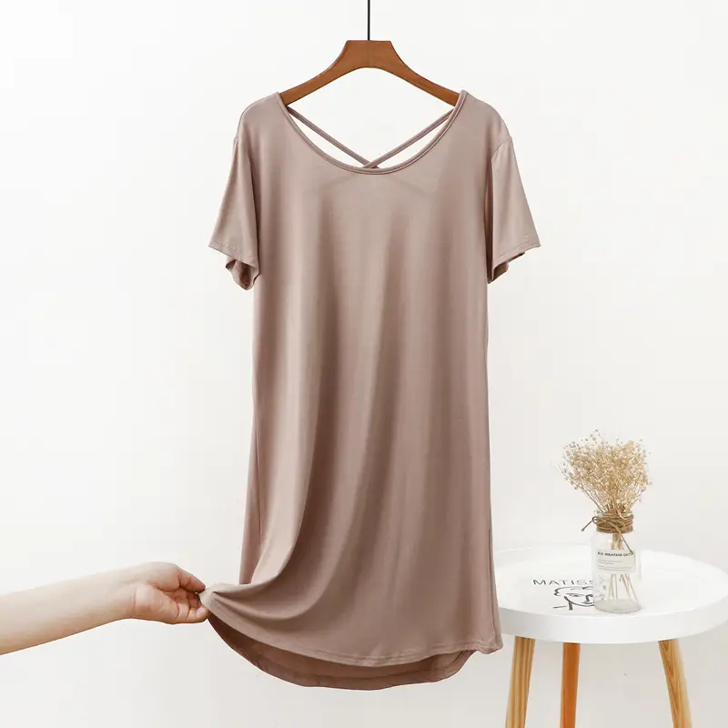 Women's Green Backless T-Shirt Mid Length Short Sleeve — feature 28