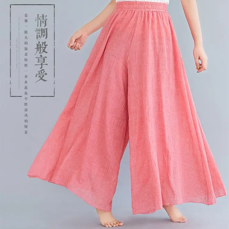 Linen Flared Skirt Purple Elastic Waist - Image 15