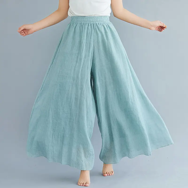 Linen Flared Skirt Purple Elastic Waist - Image 10