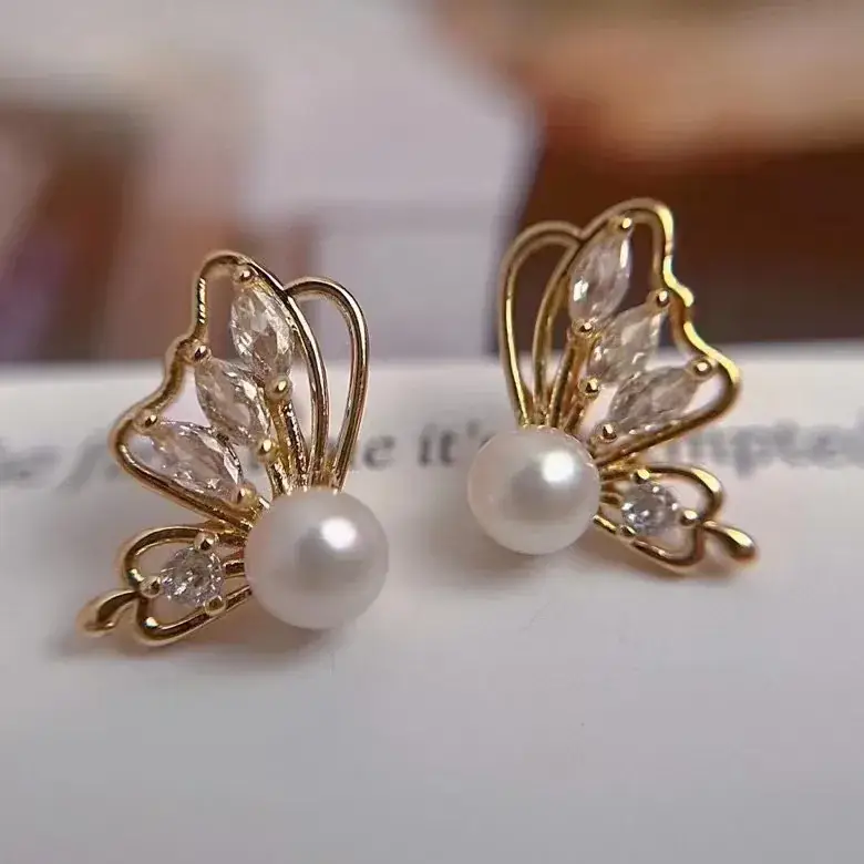S925 Silver Butterfly Pearl Earrings for Women - Image 4