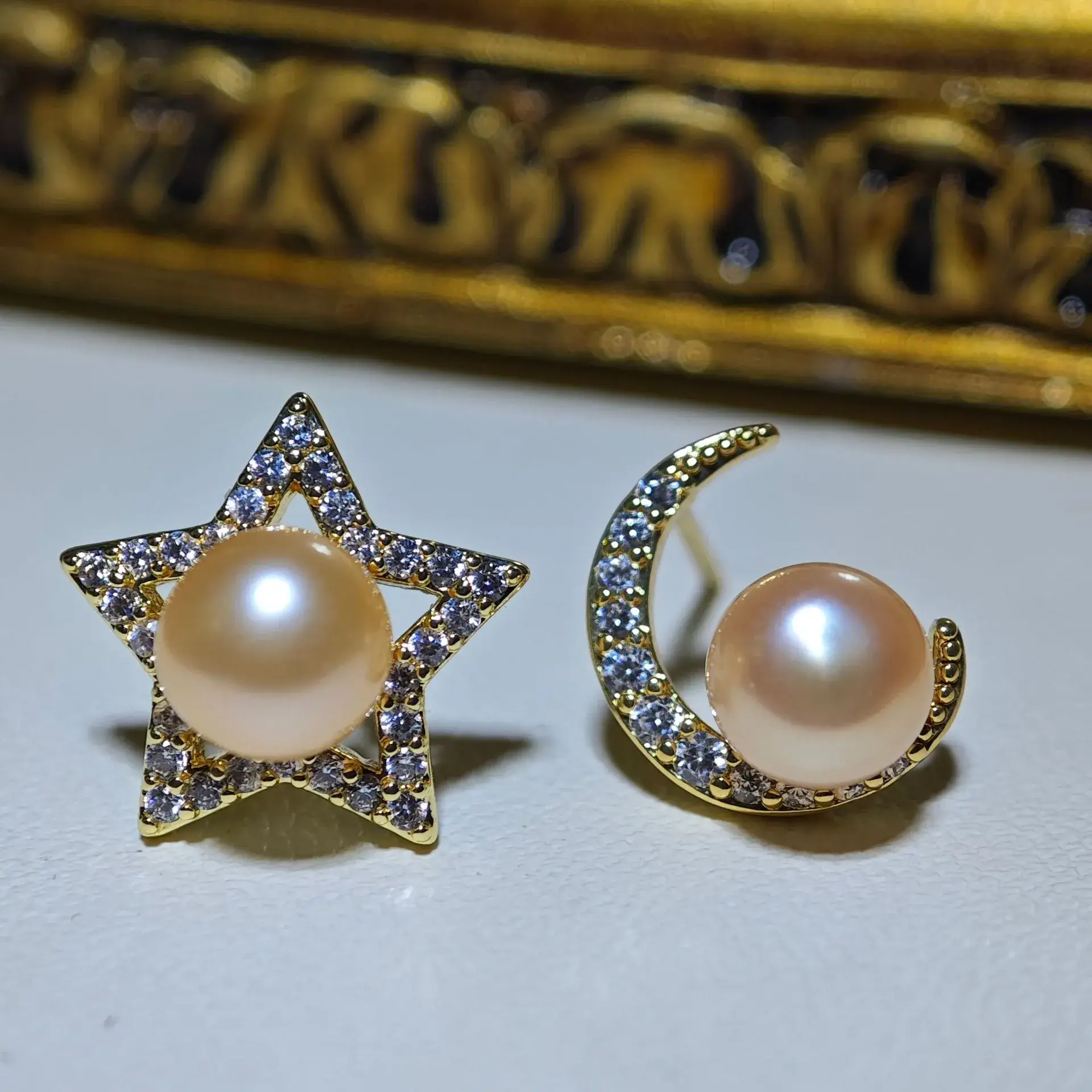 Zhuji Mountain Pearl Star Moon Earrings for Women S925 Silver - Image 2