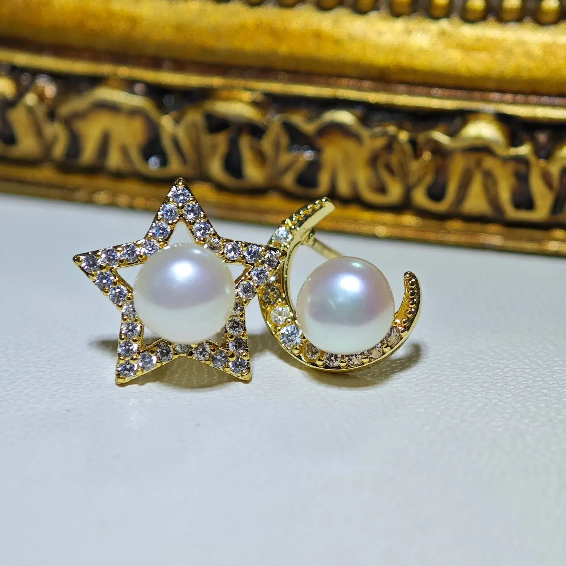 Zhuji Mountain Pearl Star Moon Earrings for Women S925 Silver - Image 3