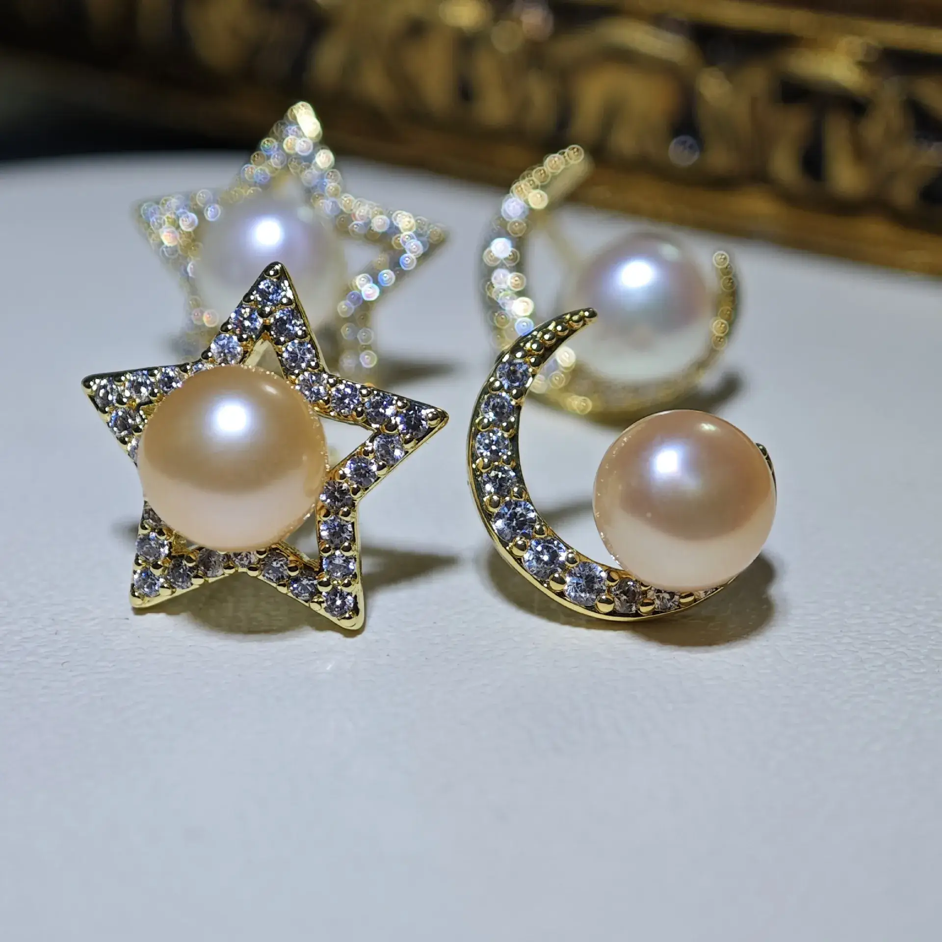 Zhuji Mountain Pearl Star Moon Earrings for Women S925 Silver - Image 4