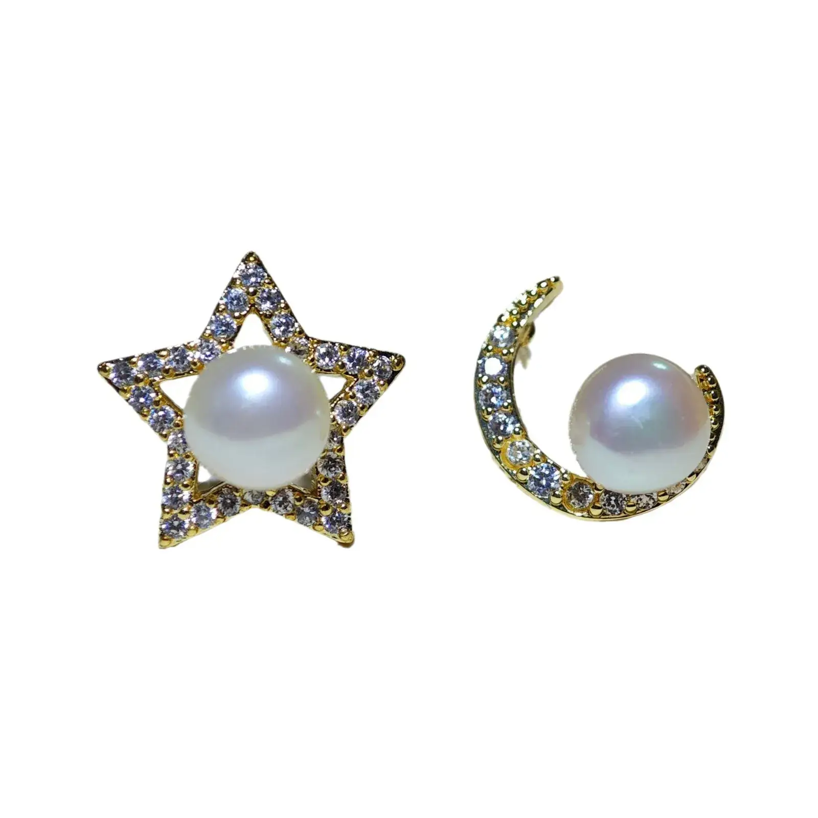 Zhuji Mountain Pearl Star Moon Earrings for Women S925 Silver - Image 5