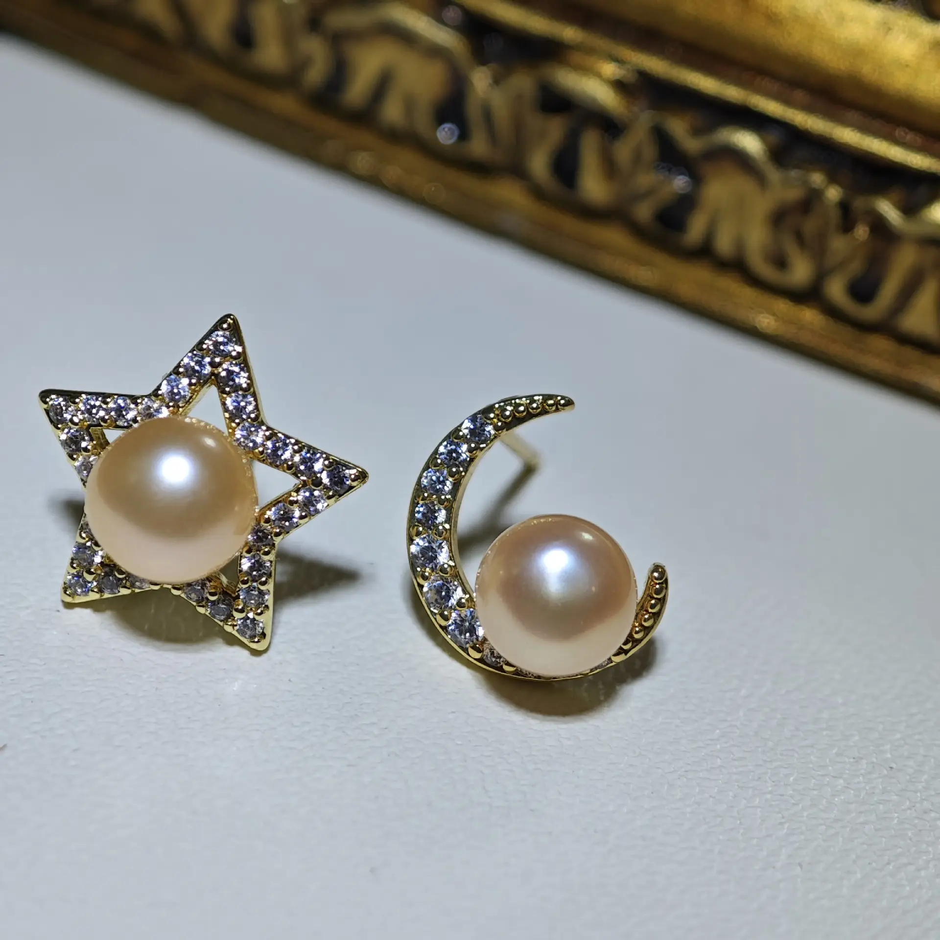 Zhuji Mountain Pearl Star Moon Earrings for Women S925 Silver — feature 3