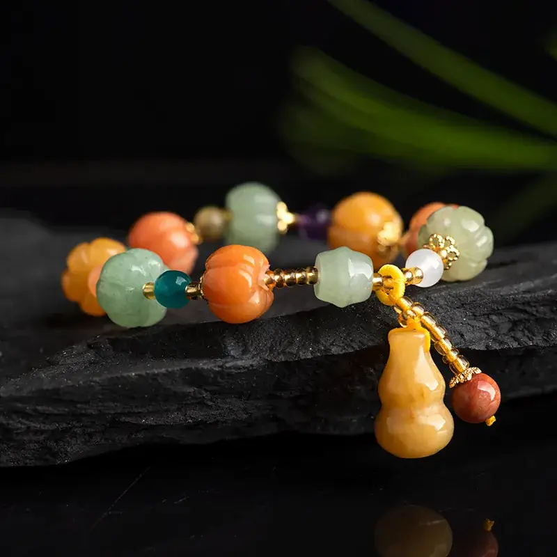 Natural Xinjiang Golden Silk Jade Bracelet Dongling Jade Topaz Original - Image 2