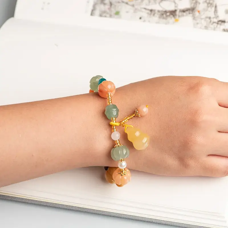 Natural Xinjiang Golden Silk Jade Bracelet Dongling Jade Topaz Original - Image 4