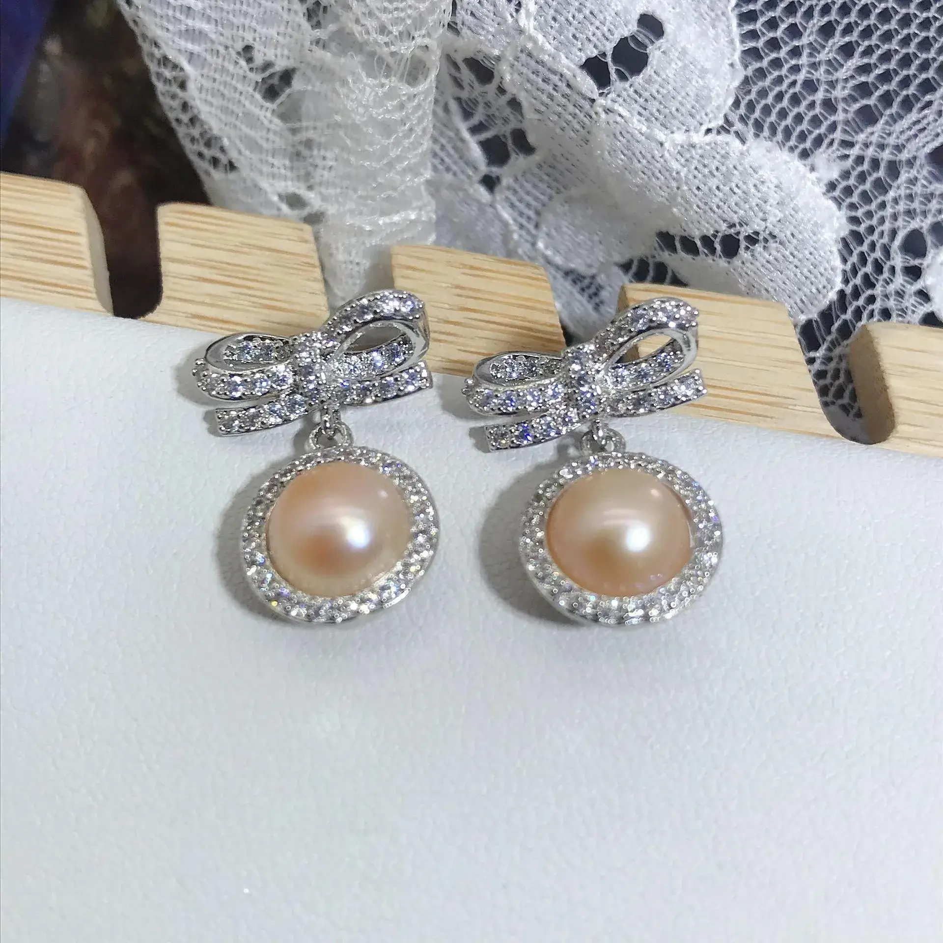 S925 Sterling Silver Pearl Bowknot Earrings Korean Design — feature 5