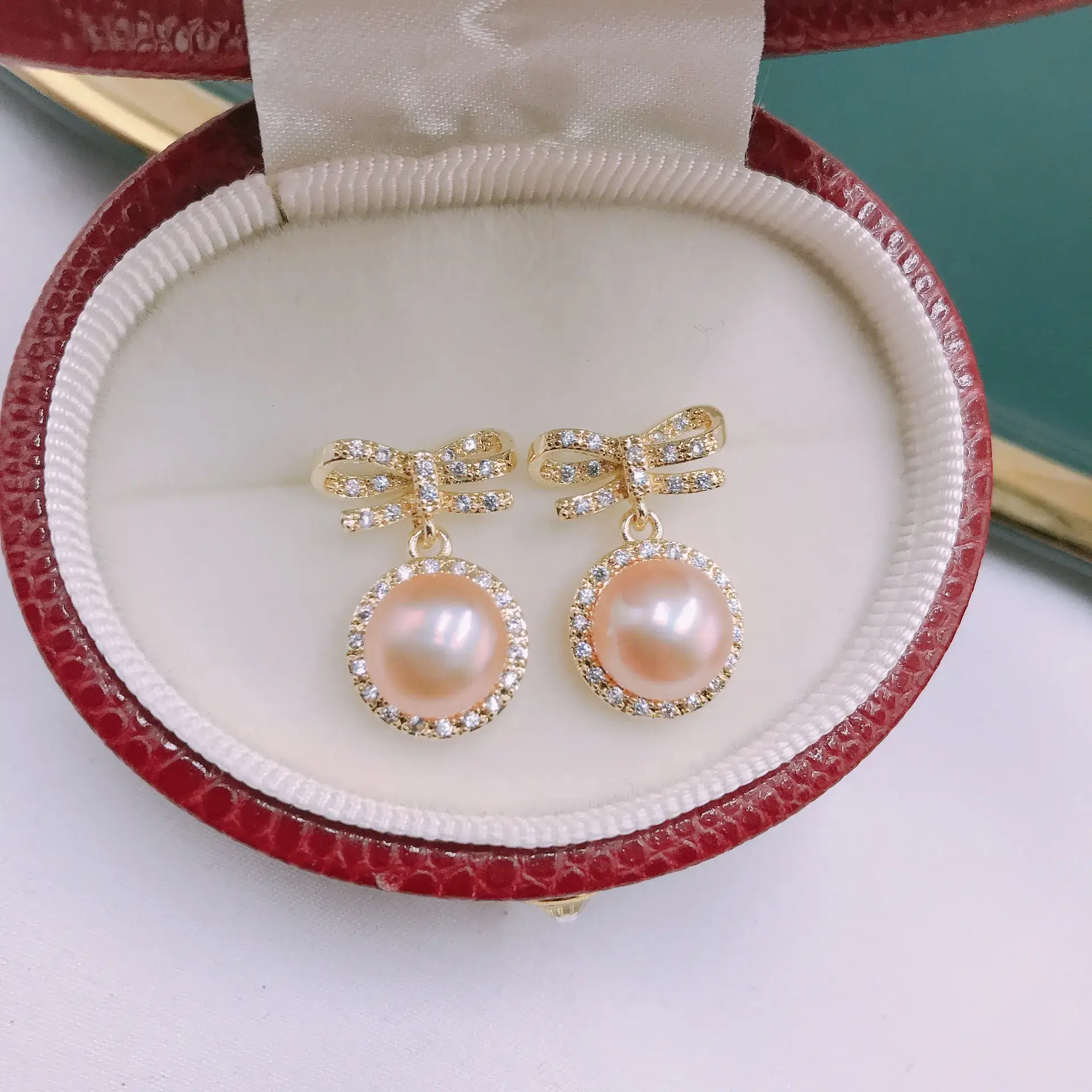 S925 Sterling Silver Pearl Bowknot Earrings Korean Design - Image 2