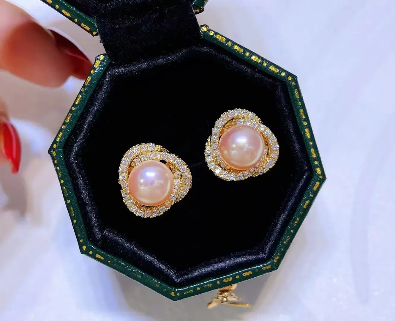 S925 Silver Pearl Earrings Round Heart Flower Design - Image 2