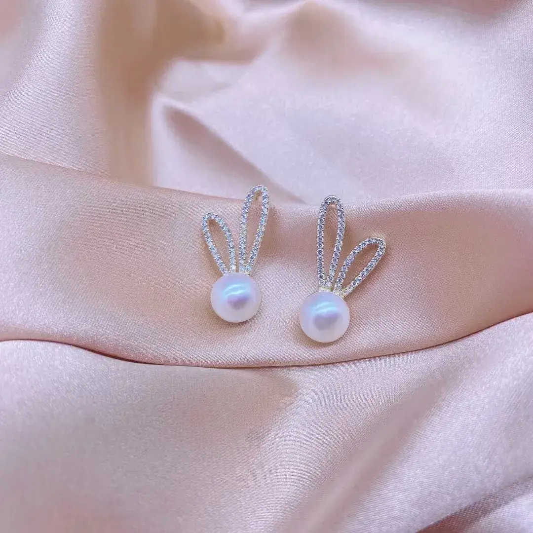 S925 Silver Pearl Earrings Round Heart Flower Design - Image 4