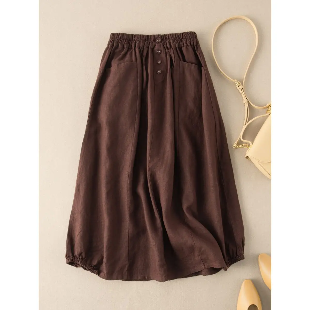 Black Linen Imitation Skirt Large Size Summer - Image 5