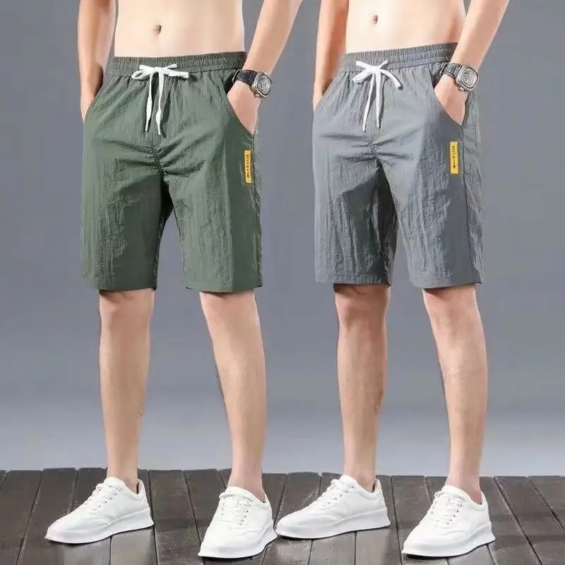 Men Summer Loose Fit Green Shorts Large - Image 7