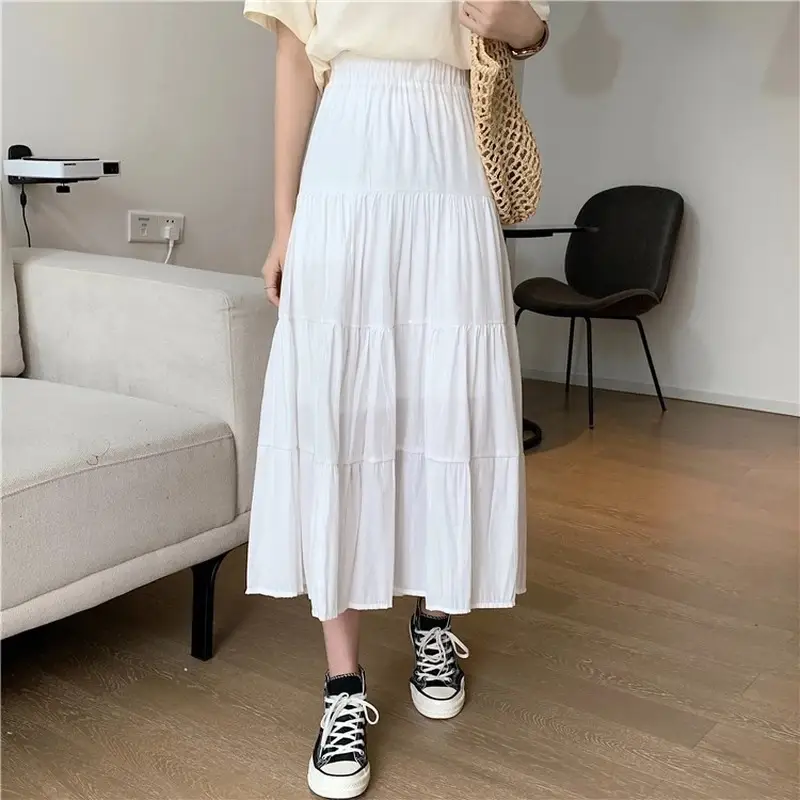 White High-Waisted Long Skirt for Women - Image 4
