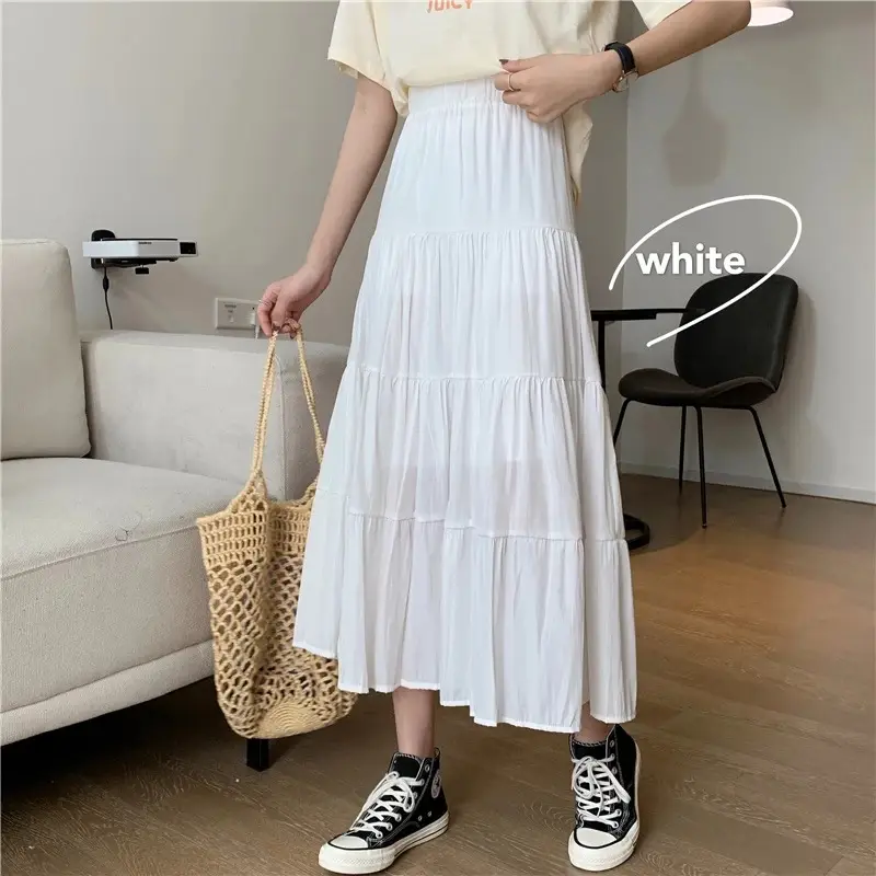 White High-Waisted Long Skirt for Women - Image 5
