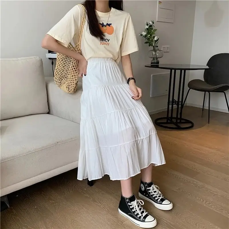 White High-Waisted Long Skirt for Women - Image 6
