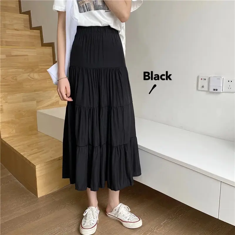 White High-Waisted Long Skirt for Women - Image 2