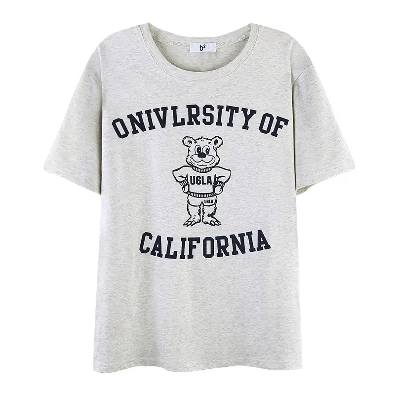 2025 Korean Chic Bear Print T-Shirt Women Loose Summer - Image 9