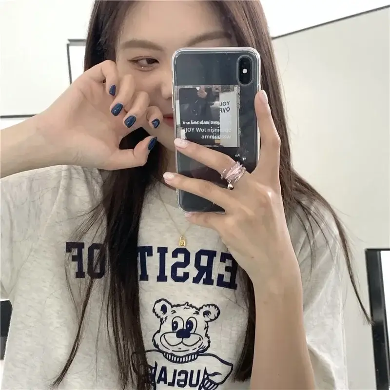 2025 Korean Chic Bear Print T-Shirt Women Loose Summer - Image 3