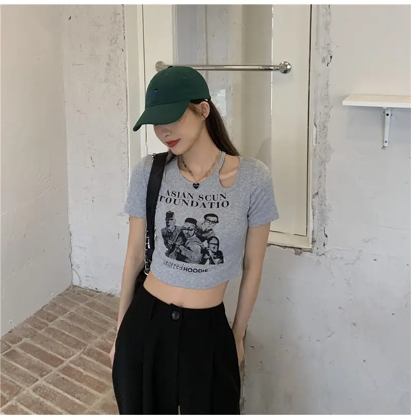 Women 2025 Hollow Out T-Shirt American Retro Slim Fit — feature 11