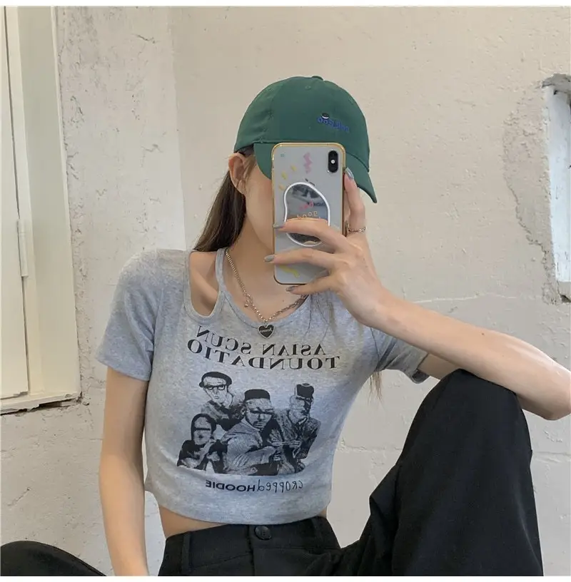 Women 2025 Hollow Out T-Shirt American Retro Slim Fit — feature 14