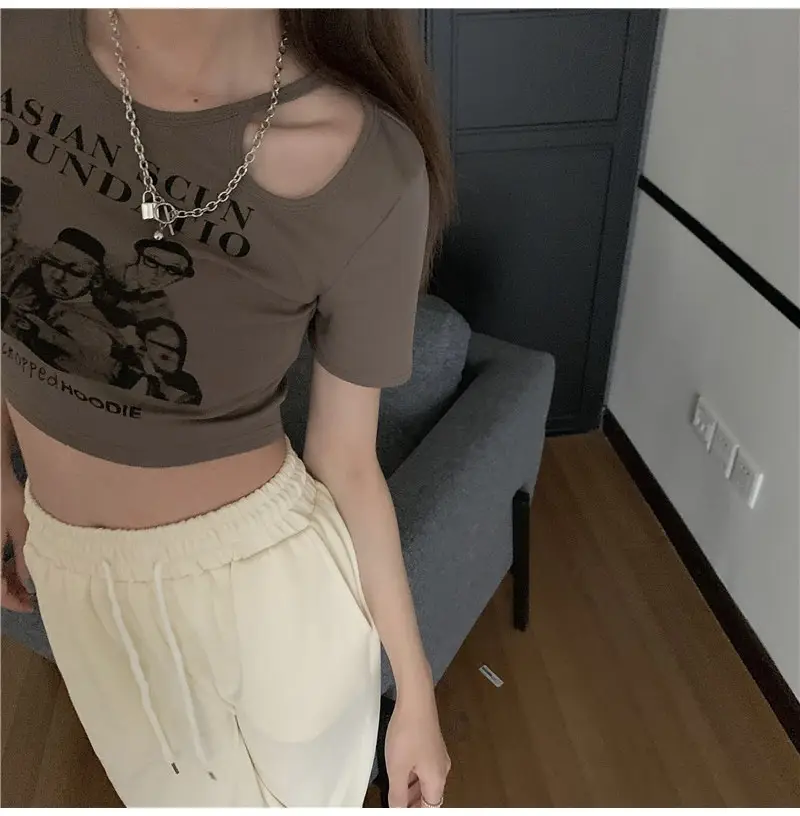 Women 2025 Hollow Out T-Shirt American Retro Slim Fit — feature 23