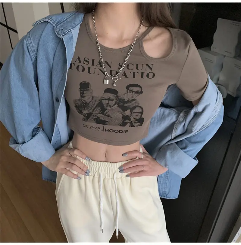 Women 2025 Hollow Out T-Shirt American Retro Slim Fit — feature 24