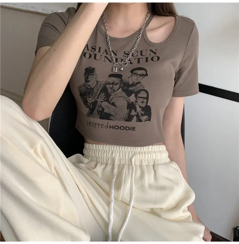 Women 2025 Hollow Out T-Shirt American Retro Slim Fit — feature 26
