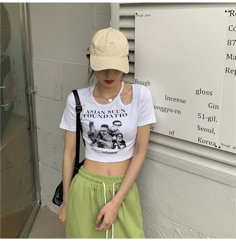 Women 2025 Hollow Out T-Shirt American Retro Slim Fit — feature 3