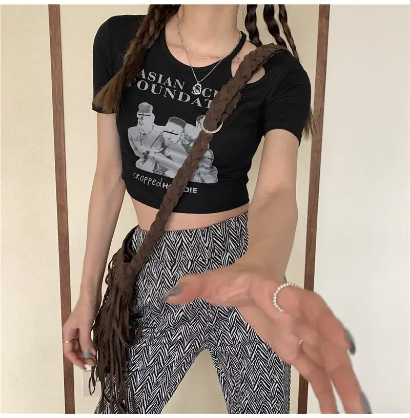 Women 2025 Hollow Out T-Shirt American Retro Slim Fit — feature 31
