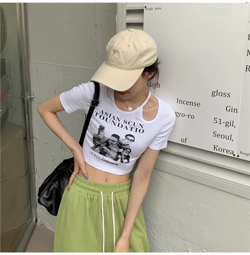 Women 2025 Hollow Out T-Shirt American Retro Slim Fit — feature 4