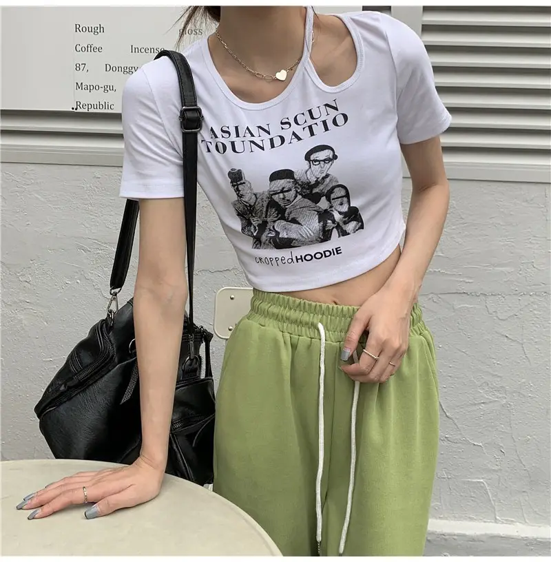 Women 2025 Hollow Out T-Shirt American Retro Slim Fit — feature 6