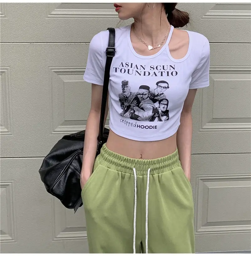 Women 2025 Hollow Out T-Shirt American Retro Slim Fit — feature 7