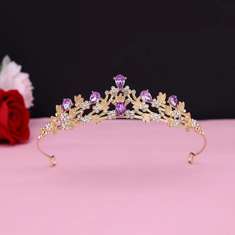 Baroque Crown Bridal Tiara Gold Rhinestone 2025 Wedding - Image 12