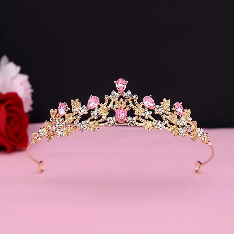 Baroque Crown Bridal Tiara Gold Rhinestone 2025 Wedding - Image 13